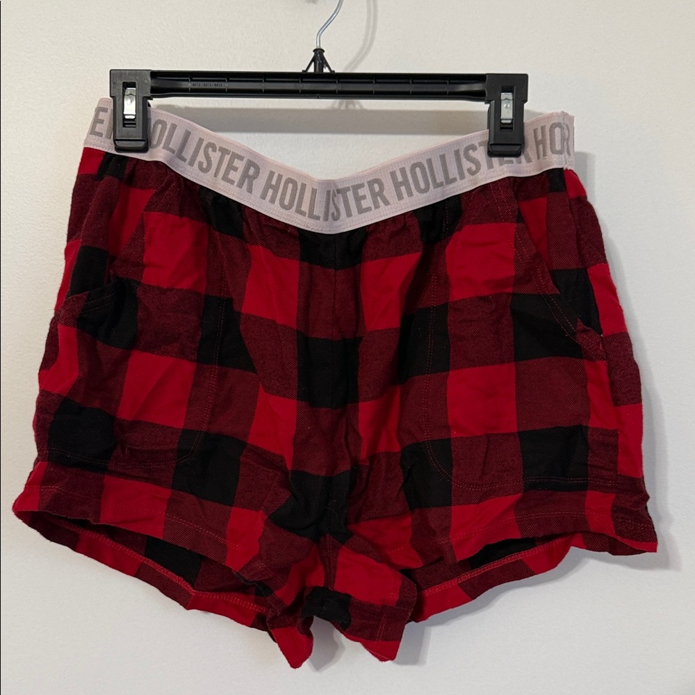 Hollister Red and Black Checkered Lounge Shorts